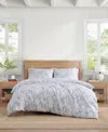 Tommy Hilfiger Ethereal Floral Cotton Comforter Bedding Set In White,soft Sky Blue