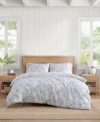 Tommy Hilfiger Ethereal Floral Cotton Duvet Cover Set In White,soft Sky Blue