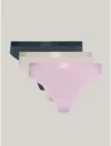 Tommy Hilfiger Everyday Luxe Thong 3 In Pearly Pink/mil Den/bare There