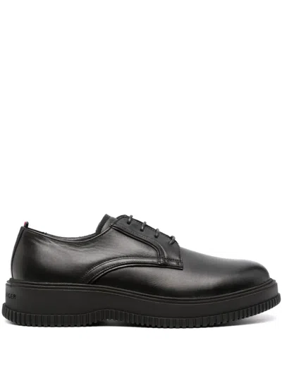 Tommy Hilfiger Everyday Round-toe Leather Brogues In Black