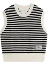 Tommy Hilfiger Sleeveless Crew Neck Striped Knitwear In Black