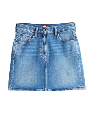 Tommy Hilfiger Faded Denim Mini Mom Skirt In Blue