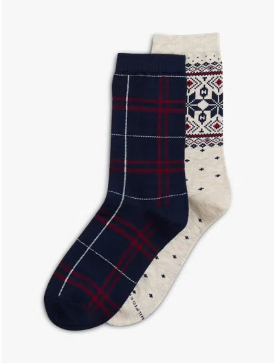 Tommy Hilfiger Fair Isle & Plaid Trouser Sock 2 In Multi