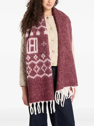 Tommy Hilfiger Fair Isle Scarf In Burgundy