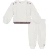 Tommy Hilfiger Baby Girl Cable Sherpa Sweatsuit 2-piece Set In White