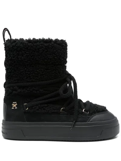 Tommy Hilfiger Faux-shearling Ankle Boots In Schwarz