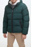 Tommy Hilfiger Faux Shearling Lined Hooded Puffer Jacket In Green