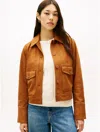Tommy Hilfiger Faux Suede Cropped Jacket In Brown