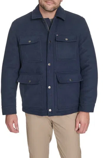 Tommy Hilfiger Faux Wool Quilted Jacket In Blue