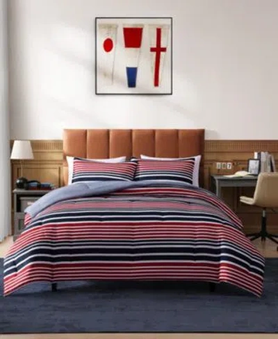 Tommy Hilfiger Favorite Stripe Washed Microfiber Comforter Sets In Red