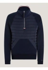 Tommy Hilfiger Quilted Panel Half-zip Sweatshirt In Blue