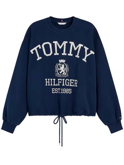 Tommy Hilfiger Varsity Crest Modern Logo Crew Sweatshirt In Blue