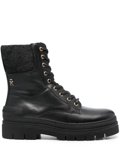 Tommy Hilfiger Feminine Felt Lace Up Bootie In Black