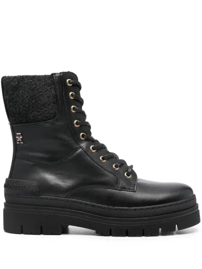 Tommy Hilfiger Feminine Felt Lace Up Bootie In Black