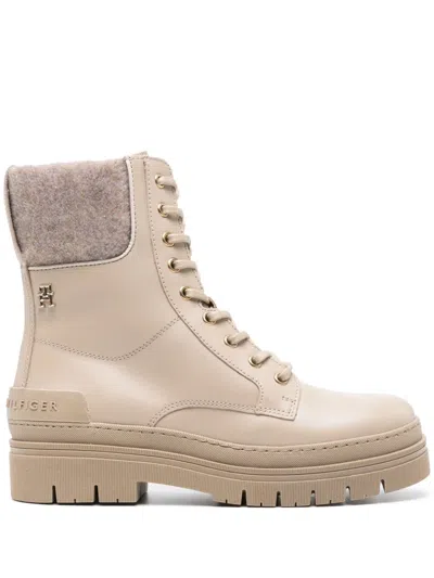 Tommy Hilfiger Feminine Felt Lace Up Bootie In Neutral