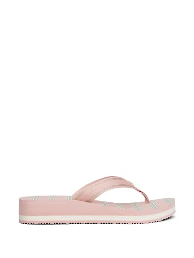 Tommy Hilfiger Gestreifte Fine Cleat Flip-flops In Pink