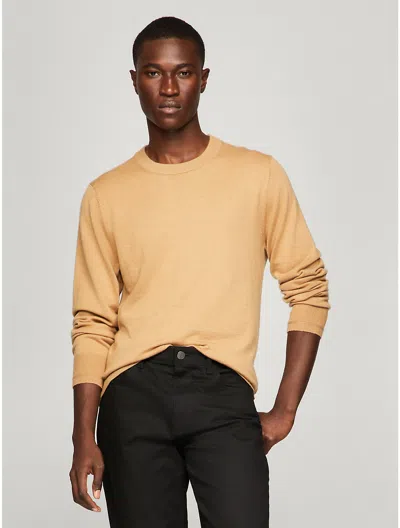Tommy Hilfiger Fine Gauge Merino Wool Sweater In Pinecone Tan