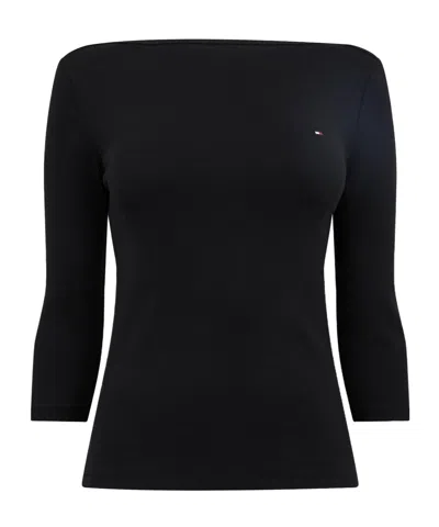 Tommy Hilfiger Fitted Longsleeve Tshirt In Black