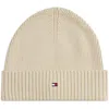 Tommy Hilfiger Flag Beanie Hat Beige In Neutral