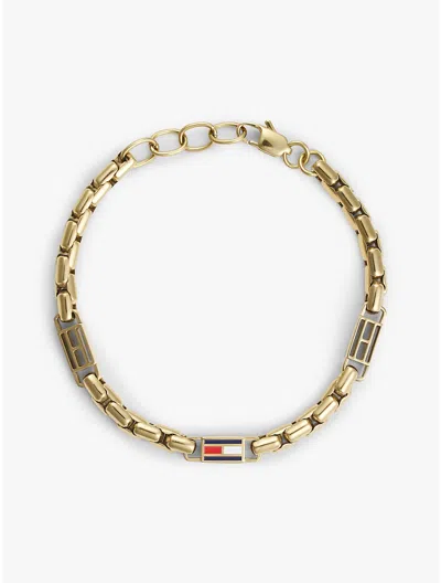 Tommy Hilfiger Flag Chain Link Bracelet In Gold