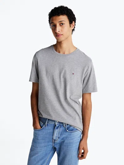 Tommy Hilfiger Flag Crew Neck T-shirt In Grey Heather In Gray
