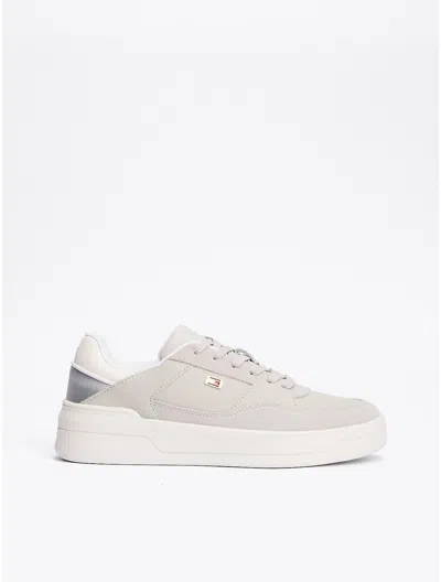 Tommy Hilfiger Flag Emblem Metallic Sneaker In Grey Whisper