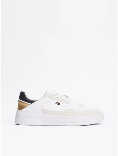 Tommy Hilfiger Flag Emblem Metallic Sneaker In White