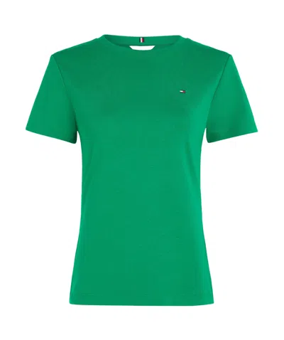 Tommy Hilfiger Flag-embroidered Cotton T-shirt In Green