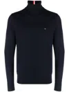 Tommy Hilfiger Flag Embroidered-logo Roll Neck Jumper In Blue