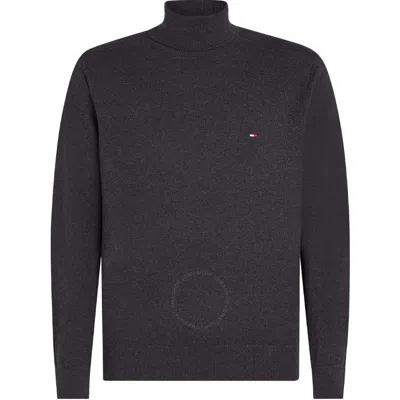 Tommy Hilfiger Flag-embroidered Roll Neck Jumper In Grey