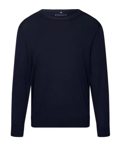 Tommy Hilfiger Flag Embroidered Round Neck Sweater In Black