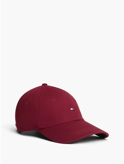 Tommy Hilfiger Flag Logo Baseball Cap In Burgundy