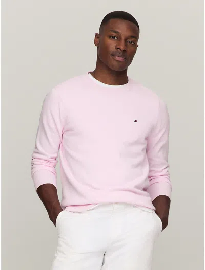 Tommy Hilfiger Flag Logo Crewneck Sweater In Simple Pink