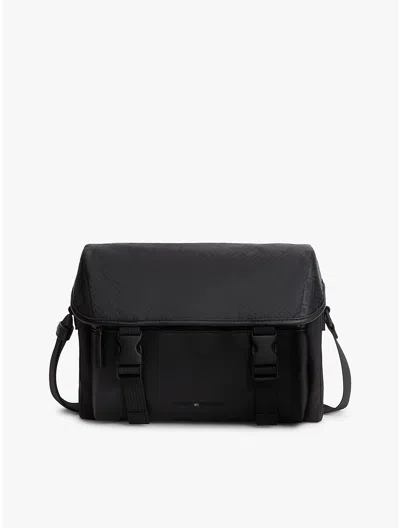 Tommy Hilfiger Flag Logo Jacquard Satchel In Black