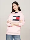 Tommy Hilfiger Flag Logo Relaxed Hoodie In Ballet Pink Melange