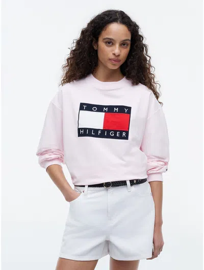 Tommy Hilfiger Flag Logo Sweatshirt In Pink