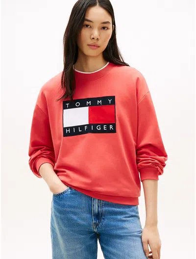 Tommy Hilfiger Flag Logo Sweatshirt In Red