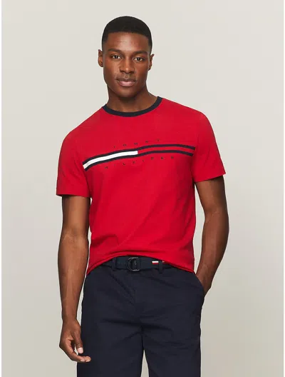 Tommy Hilfiger Flag Logo T In Primary Red