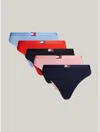 Tommy Hilfiger Flag Logo Thong 5 In Tic Pink/hot Heat/black/blue/night
