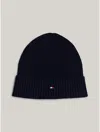 Tommy Hilfiger Essential Flag Beanie Hat Black In Space Blue