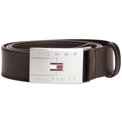 Tommy Hilfiger Flag Plaque Belt Brown