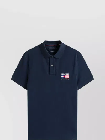 Tommy Hilfiger Flag Polo Shirt With Short Sleeve Design In Blue