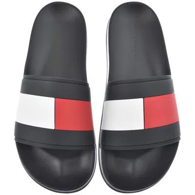 Tommy Hilfiger Flag Pool Sliders Navy In Black