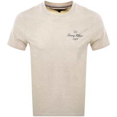 Tommy Hilfiger Flag T Shirt Heathered Oatmilk In Neutral