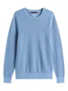Tommy Hilfiger Flag Textured Logo Sweater In Blue