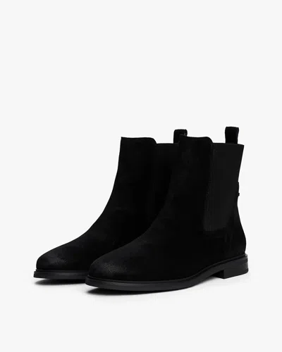 Tommy Hilfiger Flag Womens Suede Chelsea Boots In Black