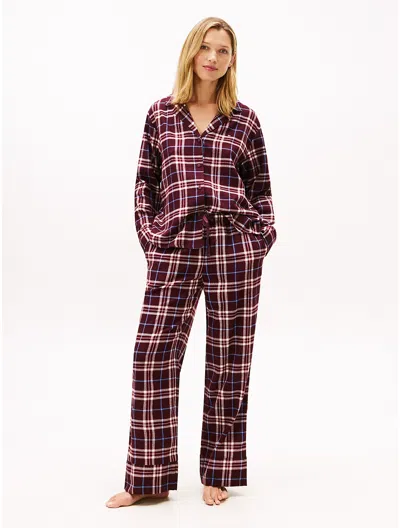 Tommy Hilfiger Flannel Shirt & Pant Sleep Set In Black