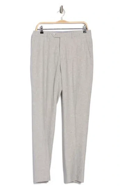 Tommy Hilfiger Flat Front Linen Blend Pants In Light Grey