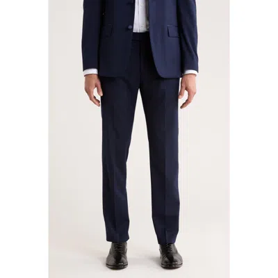 Tommy Hilfiger Flat Front Wool Blend Tuxedo Pants In Blue