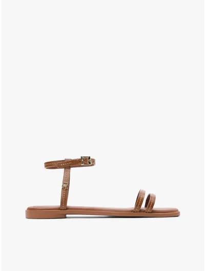 Tommy Hilfiger Flat Leather Sandal In Brown